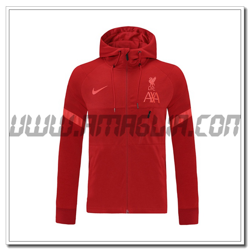 Nuova Giacca con Cappuccio FC Liverpool Rosso 2021 2022 -3
