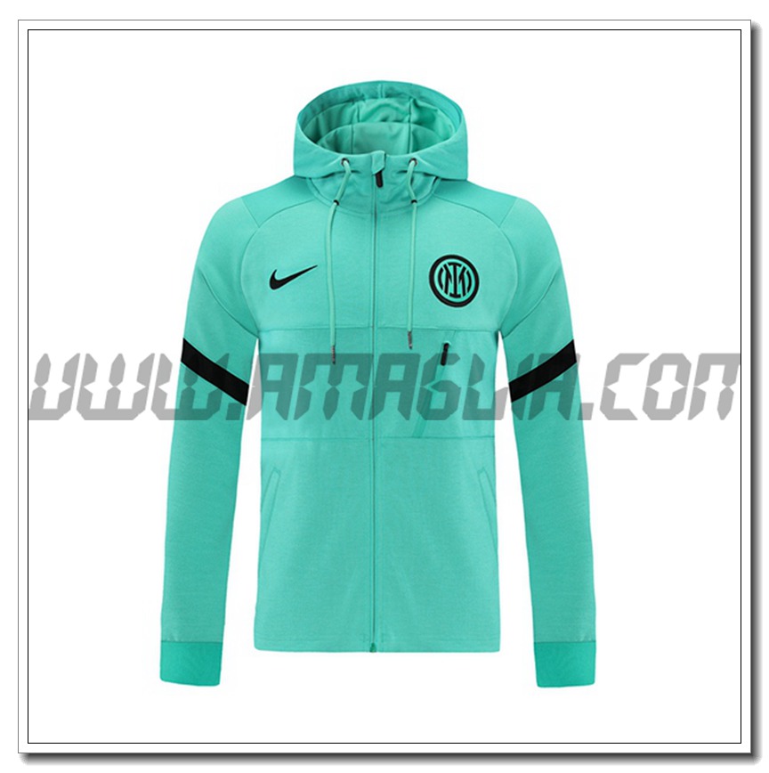 Nuova Giacca con Cappuccio Inter Milan Verde 2021 2022
