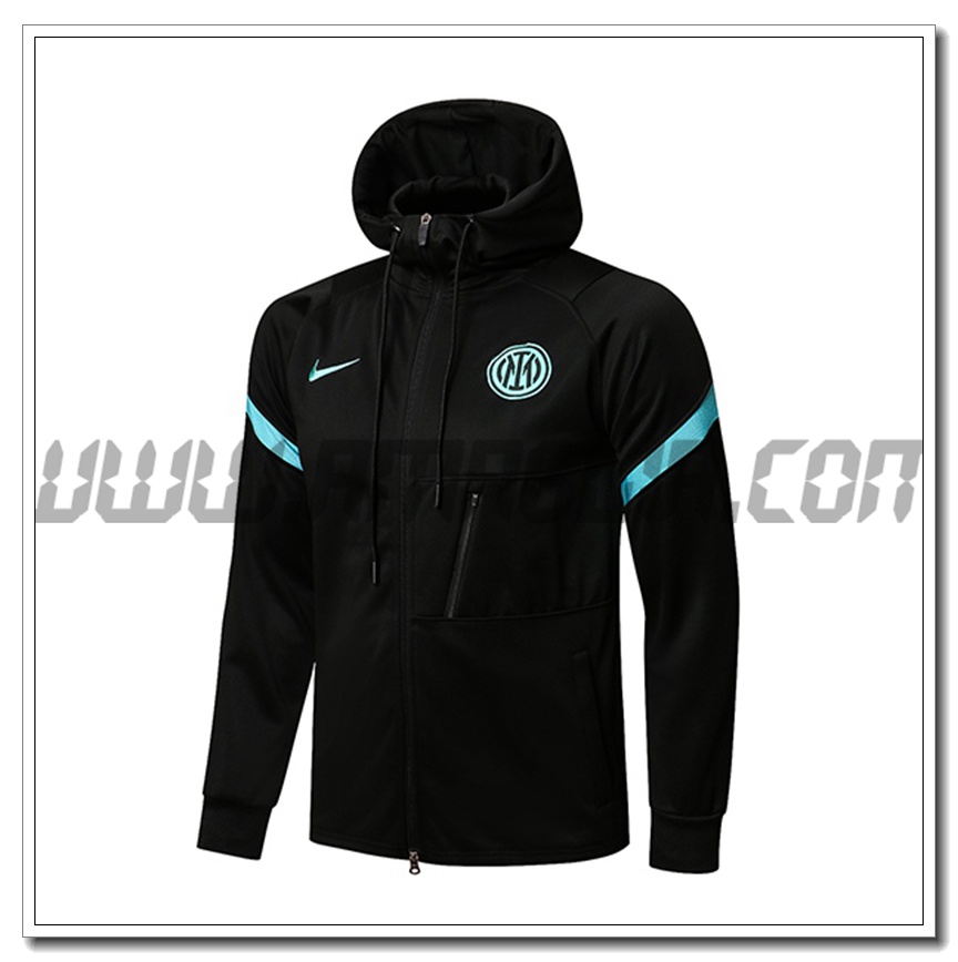 Nuova Giacca con Cappuccio Inter Milan Nero/Verde 2021 2022