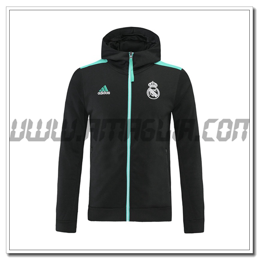 Nuova Giacca con Cappuccio Real Madrid Nero/Verde 2021 2022