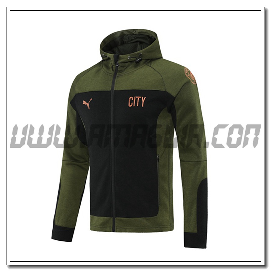 Nuova Giacca con Cappuccio Manchester City Nero/Verde 2021 2022