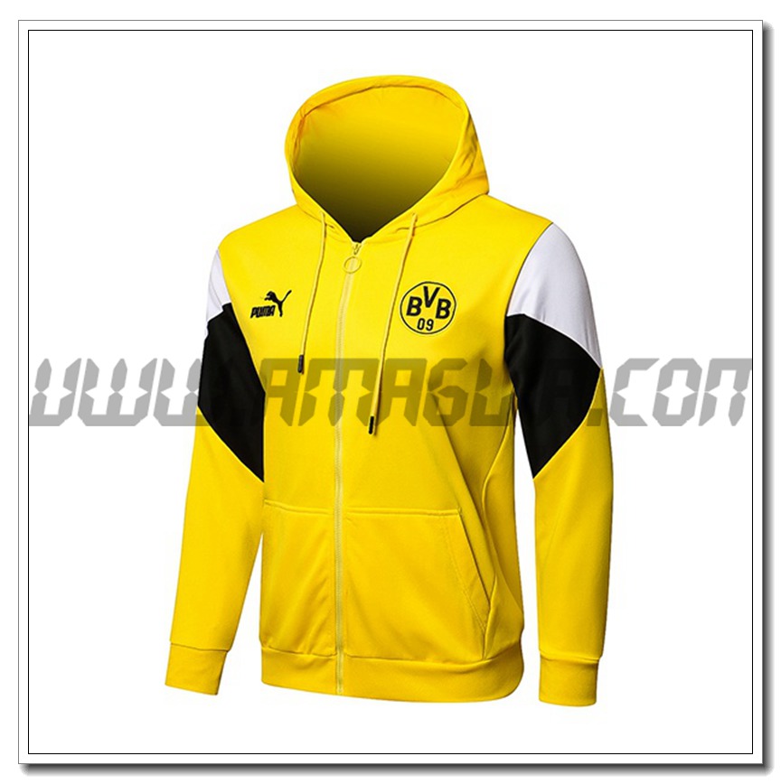 Nuova Giacca con Cappuccio Dortmund BVB Giallo/Bianco 2021 2022