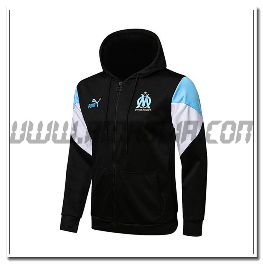 Nuova Giacca con Cappuccio Marsiglia OM Nero/Bianco/Blu 2021 2022