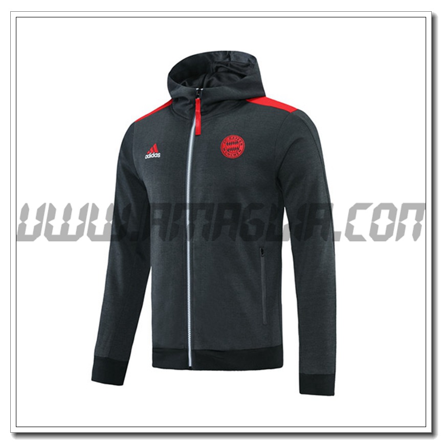 Giacca con Cappuccio Bayern Monaco Grigio/Rosso 2021 2022
