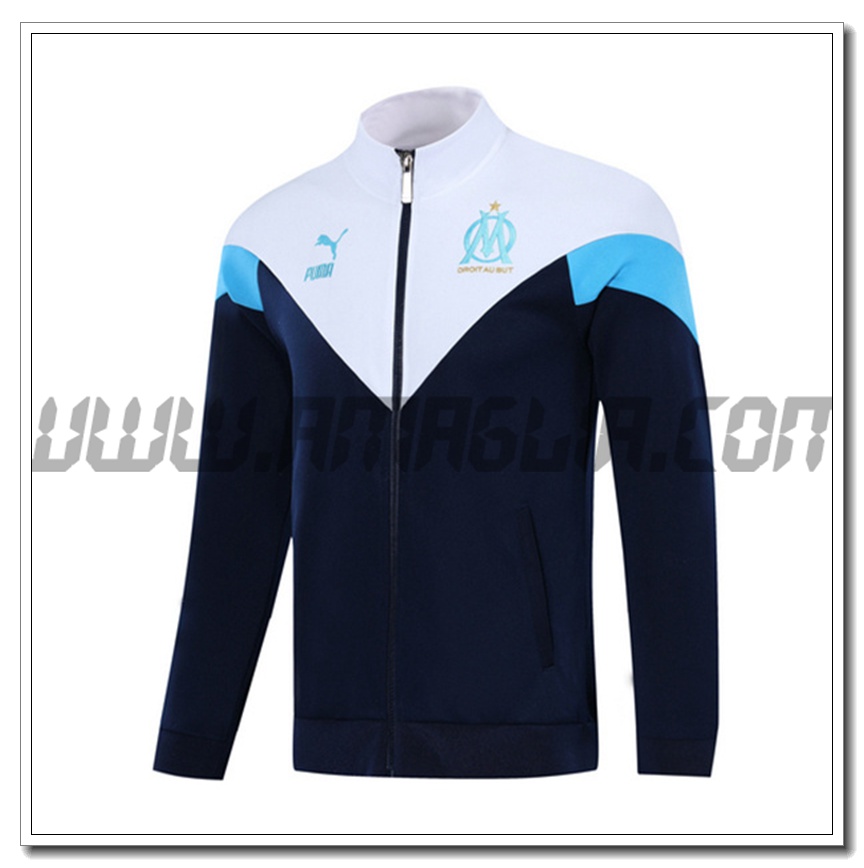 Nuova Giacca Calcio Marsiglia OM Bianco/Blu Marino 2021 2022