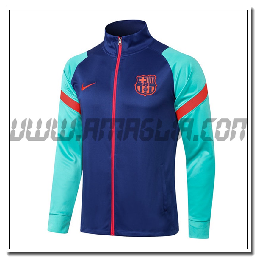 Nuova Giacca Calcio FC Barcellona Blu/Verde 2021 2022