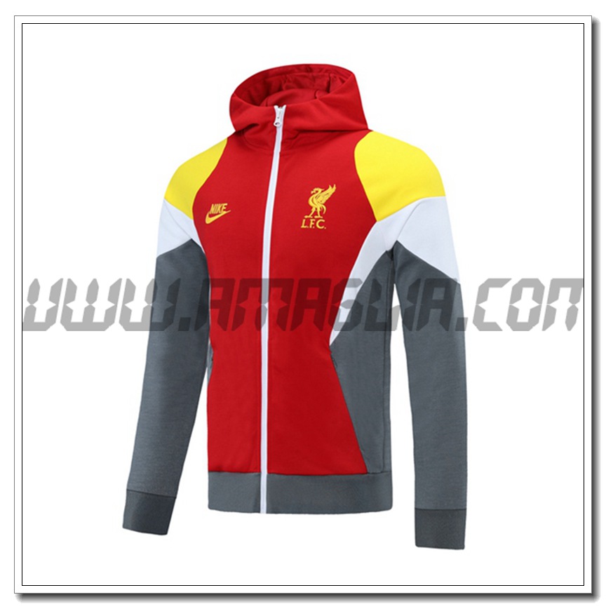 Nuova Giacca con Cappuccio FC Liverpool Bianco 2021 2022