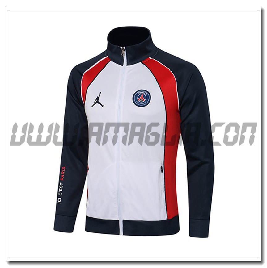 Nuova Giacca Calcio Jordan PSG Bianco/Rosso 2021 2022