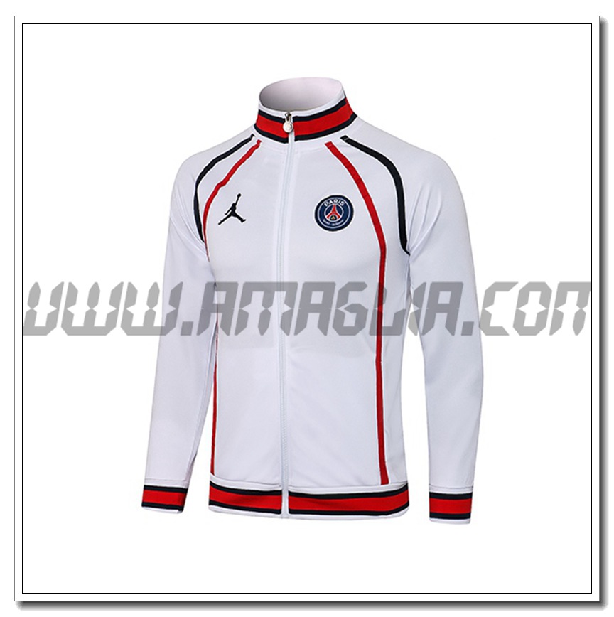 Nuova Giacca Calcio Jordan PSG Bianco/Rosso 2021 2022 -1