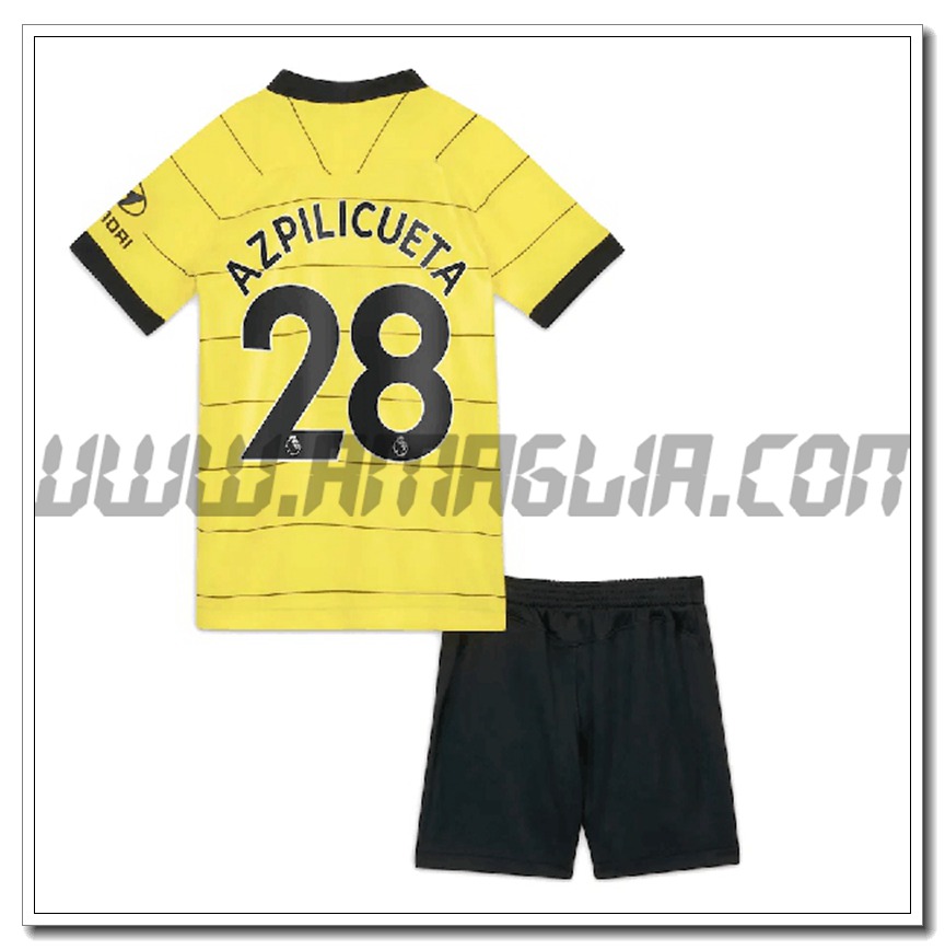 Kit Maglia Azpilicueta 28 FC Chelsea Bambino Seconda 2021 2022