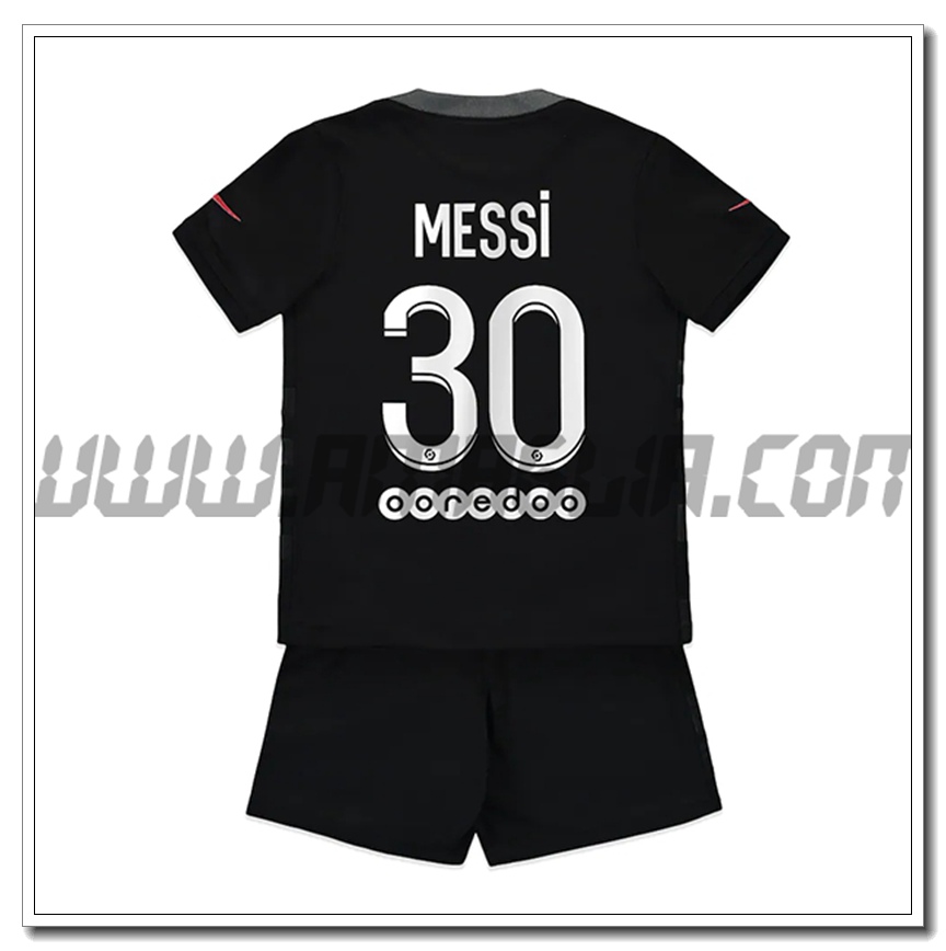 Kit Maglia Messi 30 PSG Jordan Bambino Terza 2021 2022