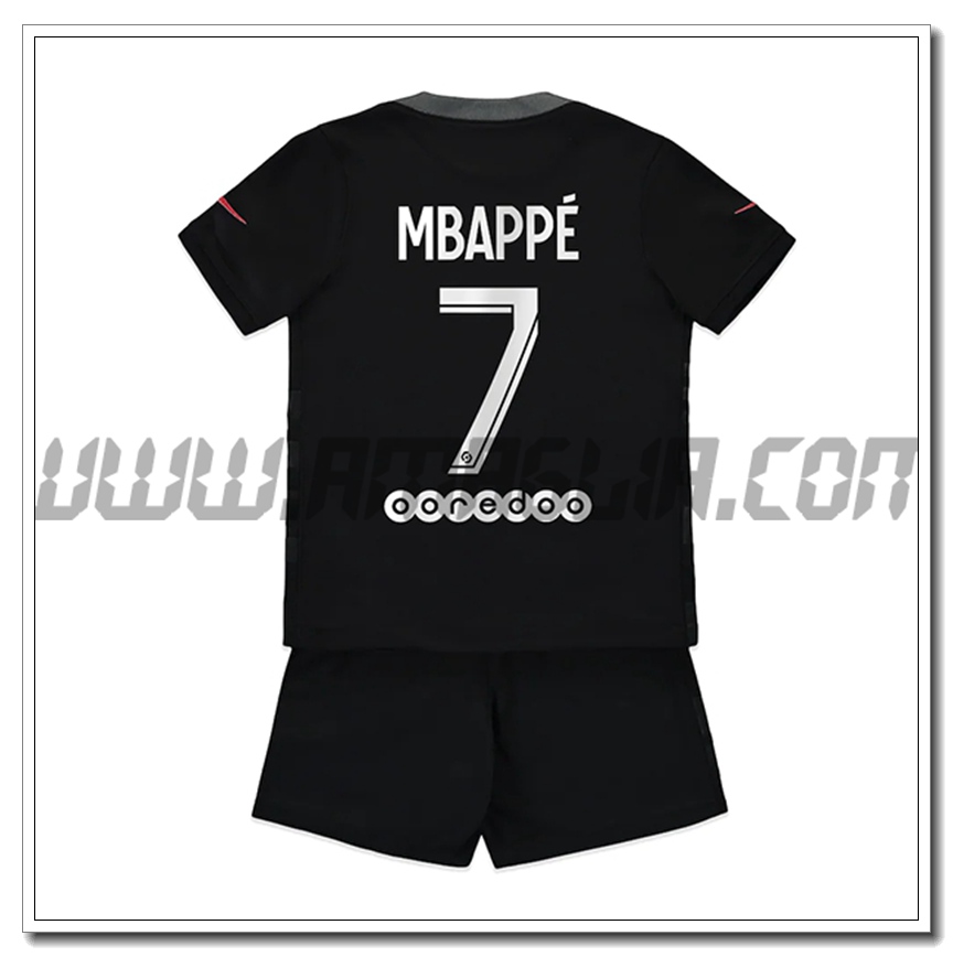 Kit Maglia Mbappe 7 PSG Jordan Bambino Terza 2021 2022