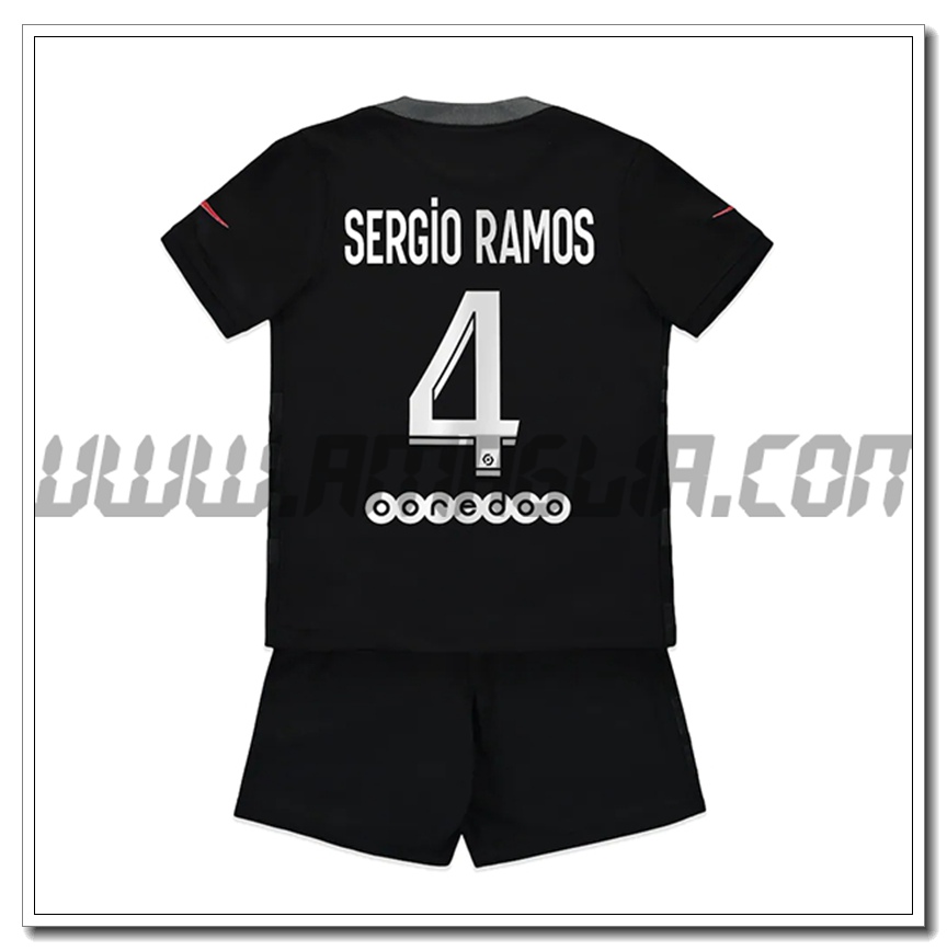 Kit Maglia Sergio Ramos 4 PSG Jordan Bambino Terza 2021 2022