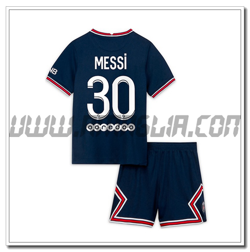Kit Maglia Messi 30 PSG Jordan Bambino Prima 2021 2022