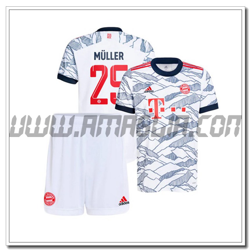 Kit Maglia Muller 25 Bayern Monaco Bambino Terza 2021 2022