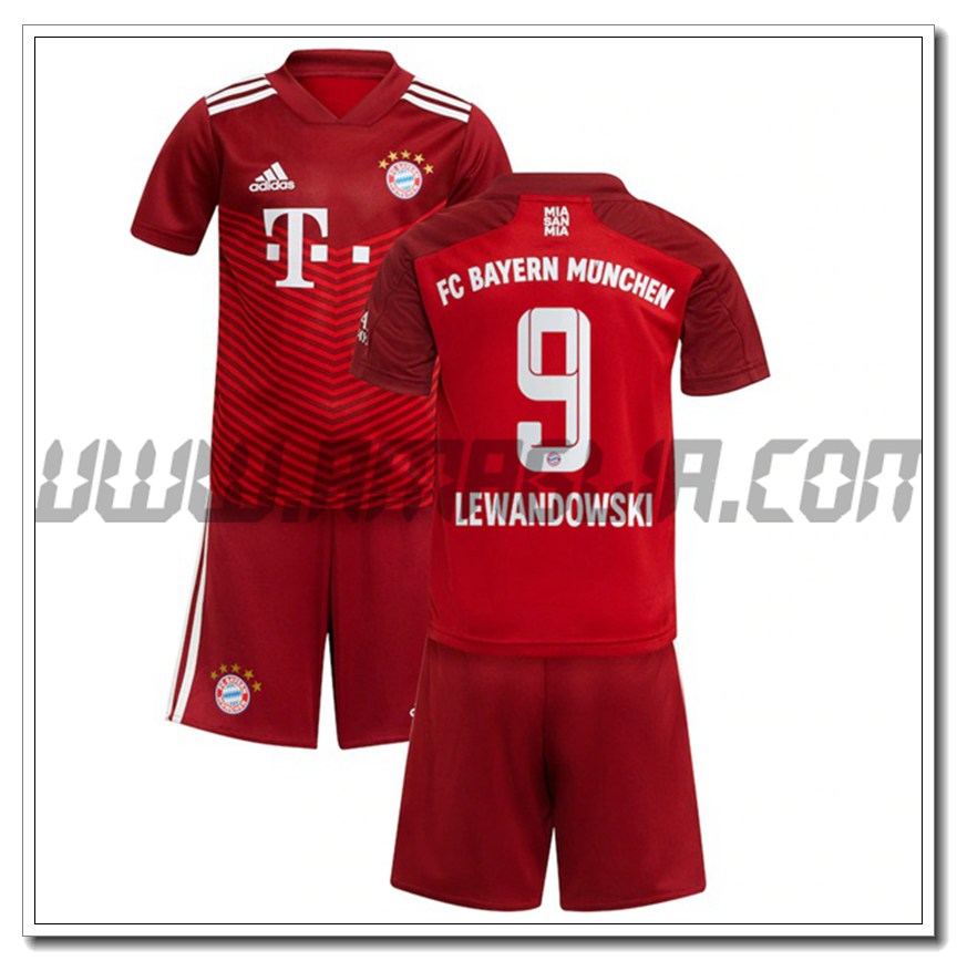 Kit Maglia Lewandowski 9 Bayern Monaco Bambino Prima 2021 2022