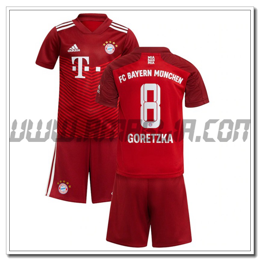 Kit Maglia Goretzka 8 Bayern Monaco Bambino Prima 2021 2022
