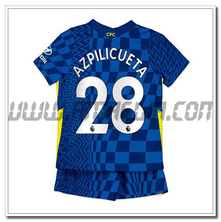 Kit Maglia Azpilicueta 28 FC Chelsea Bambino Prima 2021 2022