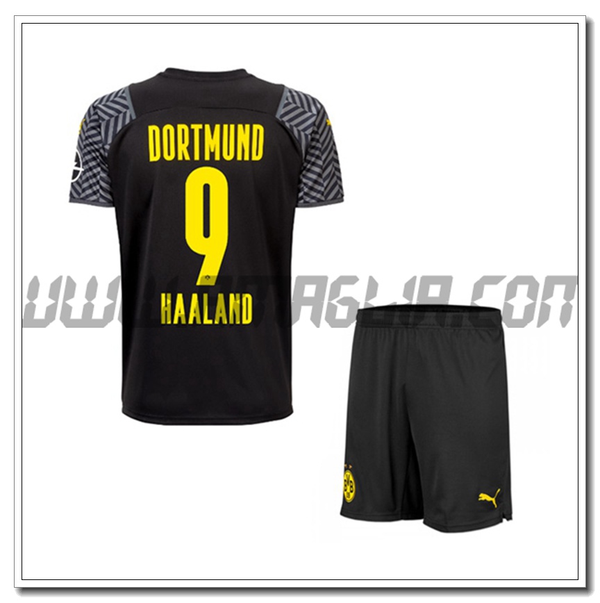 Kit Maglia Haaland 9 Dortmund BVB Bambino Seconda 2021 2022
