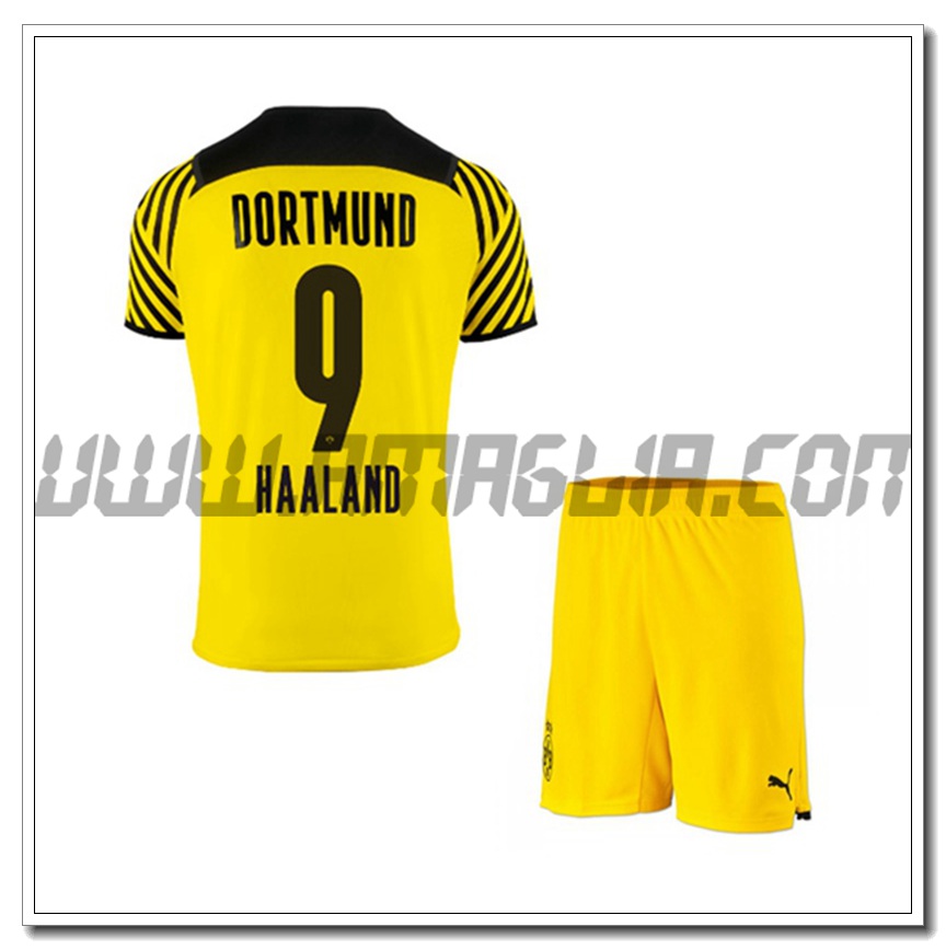 Kit Maglia Haaland 9 Dortmund BVB Bambino Prima 2021 2022