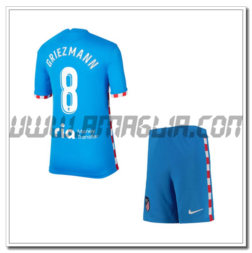 Kit Maglia Griezmann 8 Atletico Madrid Bambino Terza 2021 2022