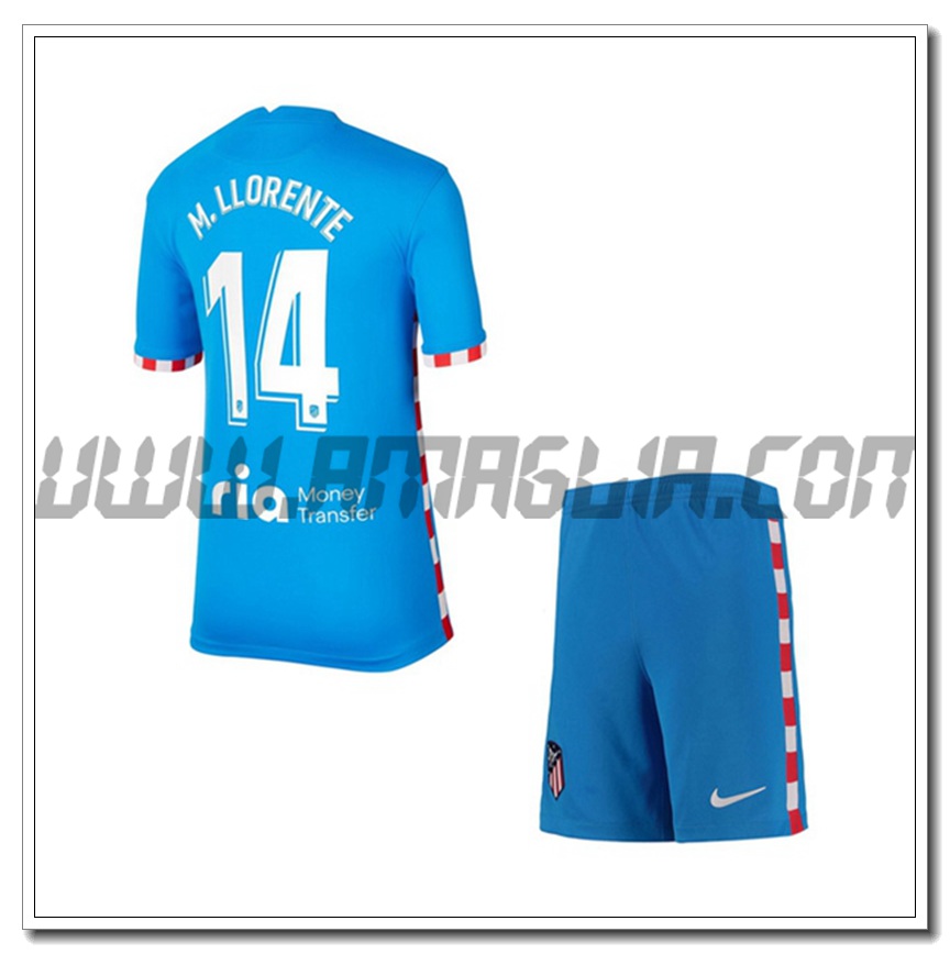 Kit Maglia M. Llorente 14 Atletico Madrid Bambino Terza 2021 2022