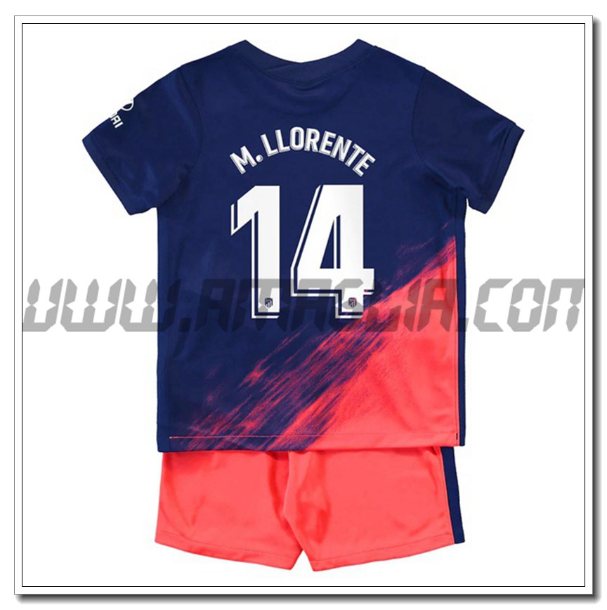 Kit Maglia M. Llorente 14 Atletico Madrid Bambino Seconda 2021 2022