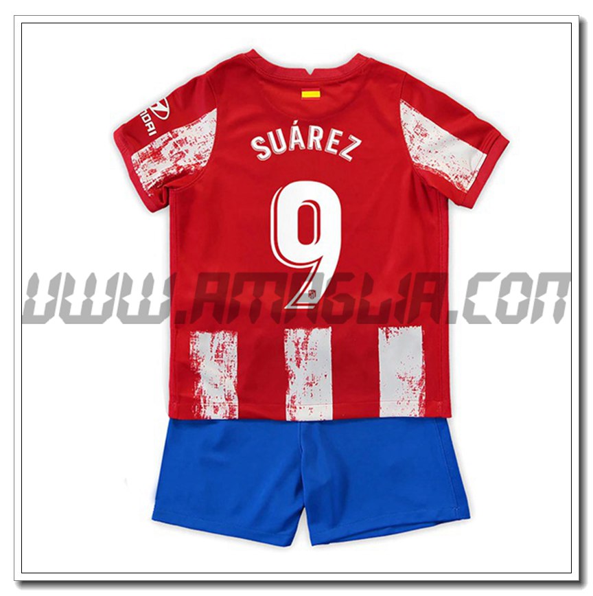 Kit Maglia Suarez 9 Atletico Madrid Bambino Prima 2021 2022