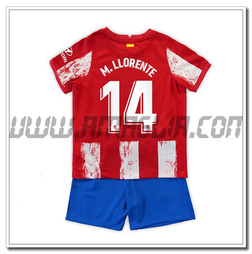 Kit Maglia M. Llorente 14 Atletico Madrid Bambino Prima 2021 2022