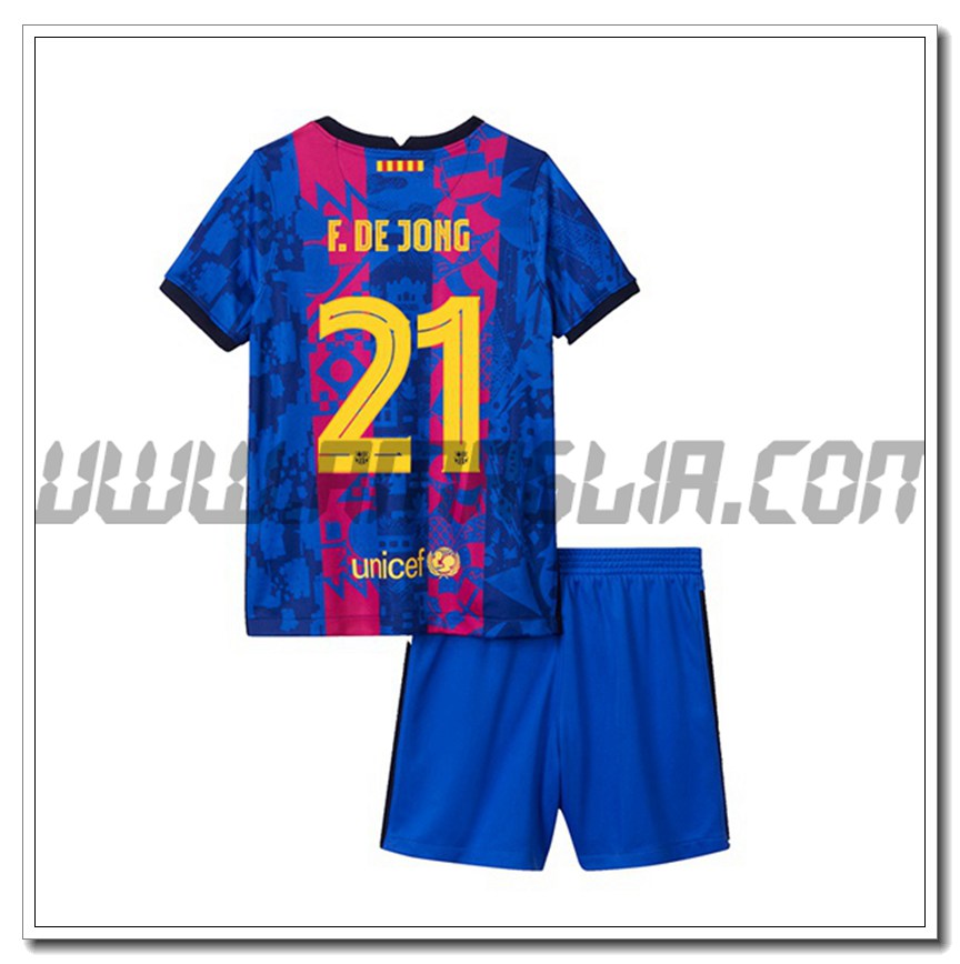 Kit Maglia Frenkie de Jong 21 FC Barcellona Bambino Terza 2021 2022