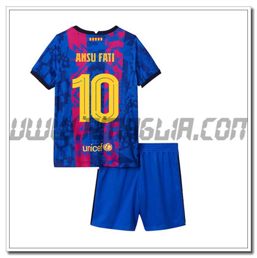 Kit Maglia Ansu Fati 10 FC Barcellona Bambino Terza 2021 2022