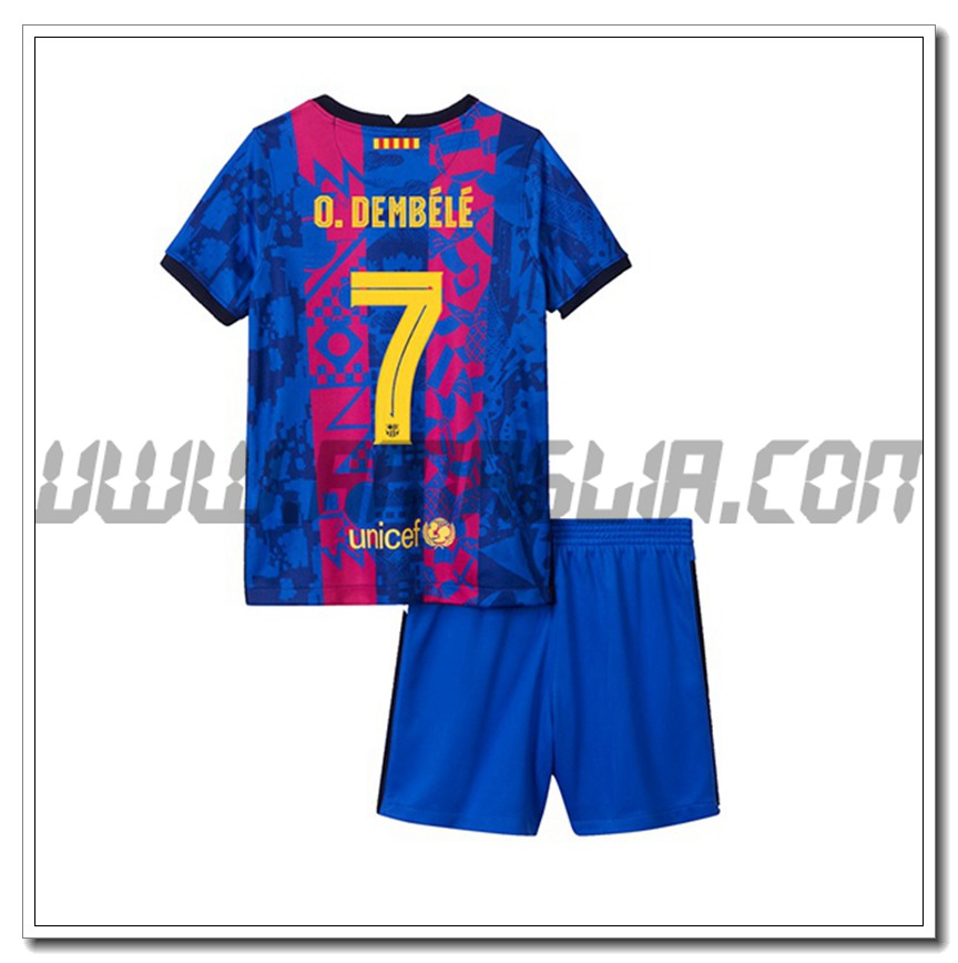 Kit Maglia Ousmane Dembele 7 FC Barcellona Bambino Terza 2021 2022