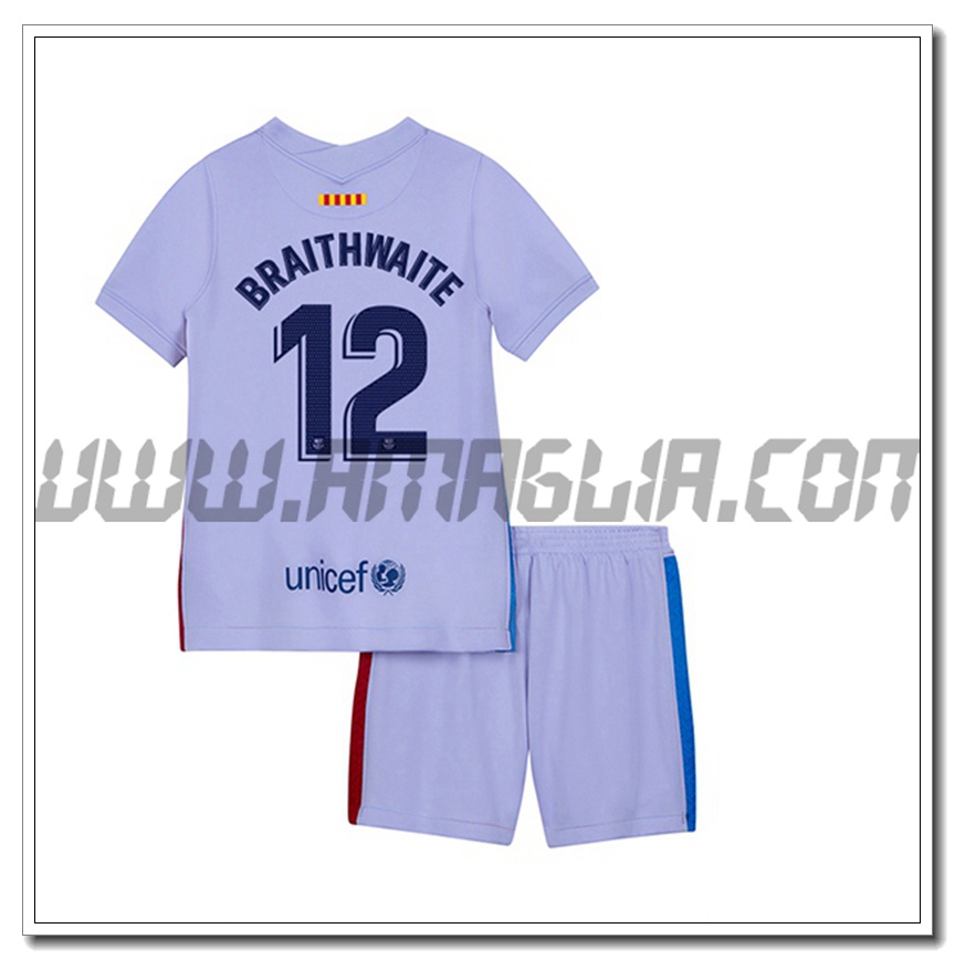 Kit Maglia Martin Brathwaie 12 FC Barcellona Bambino Seconda 2021 2022