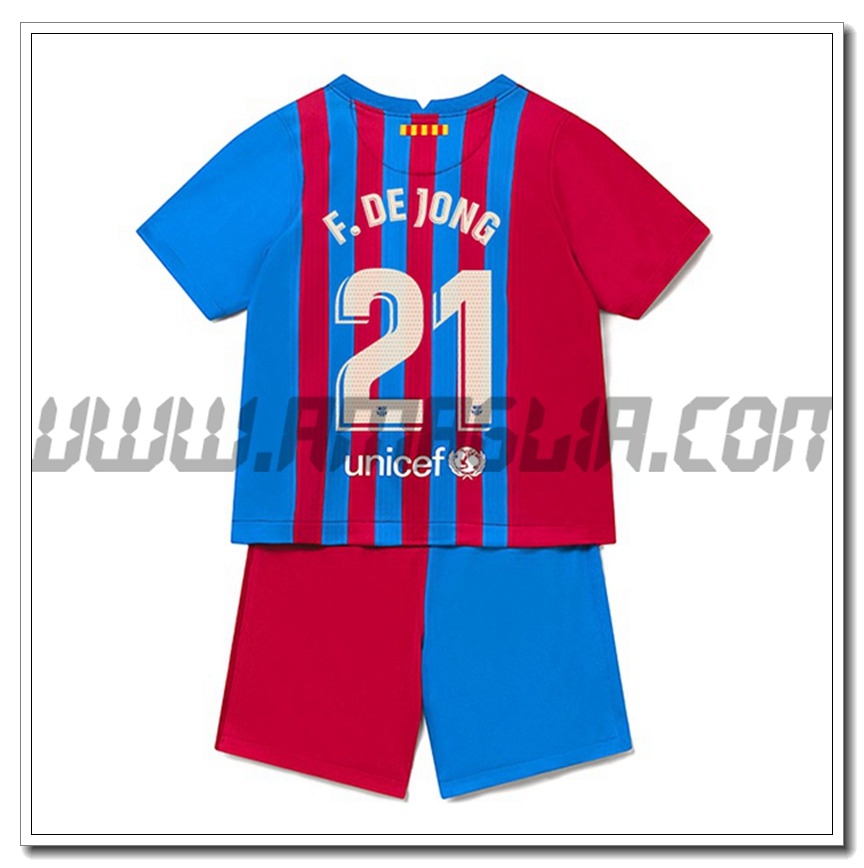 Kit Maglia Frenkie de Jong 21 FC Barcellona Bambino Prima 2021 2022