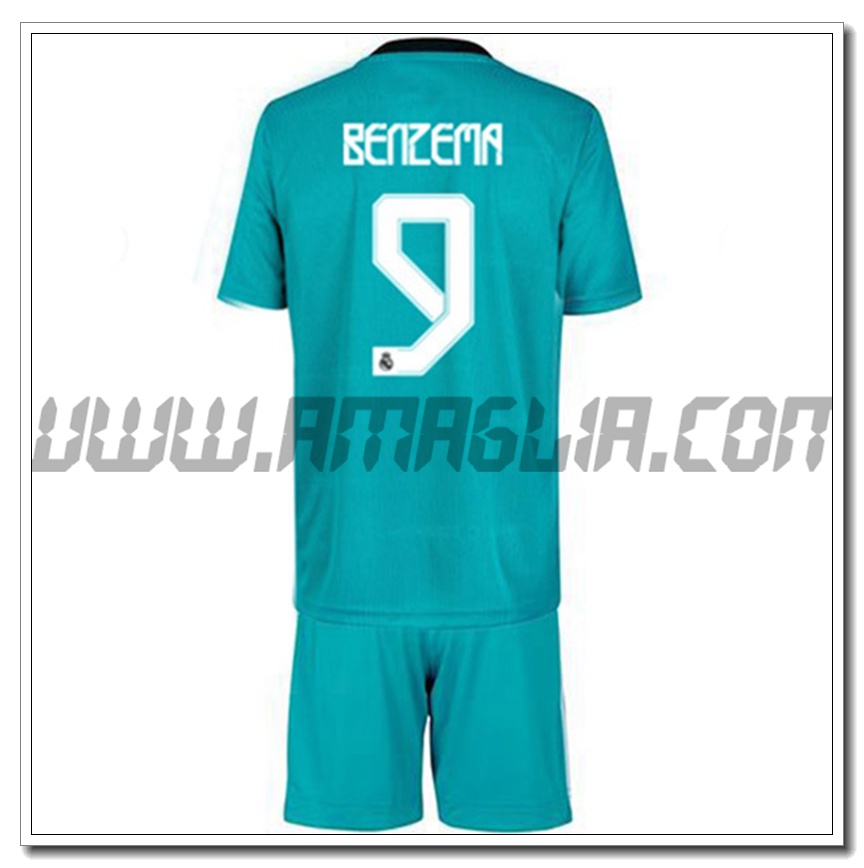 Kit Maglia Benzema 9 Real Madrid Bambino Terza 2021 2022