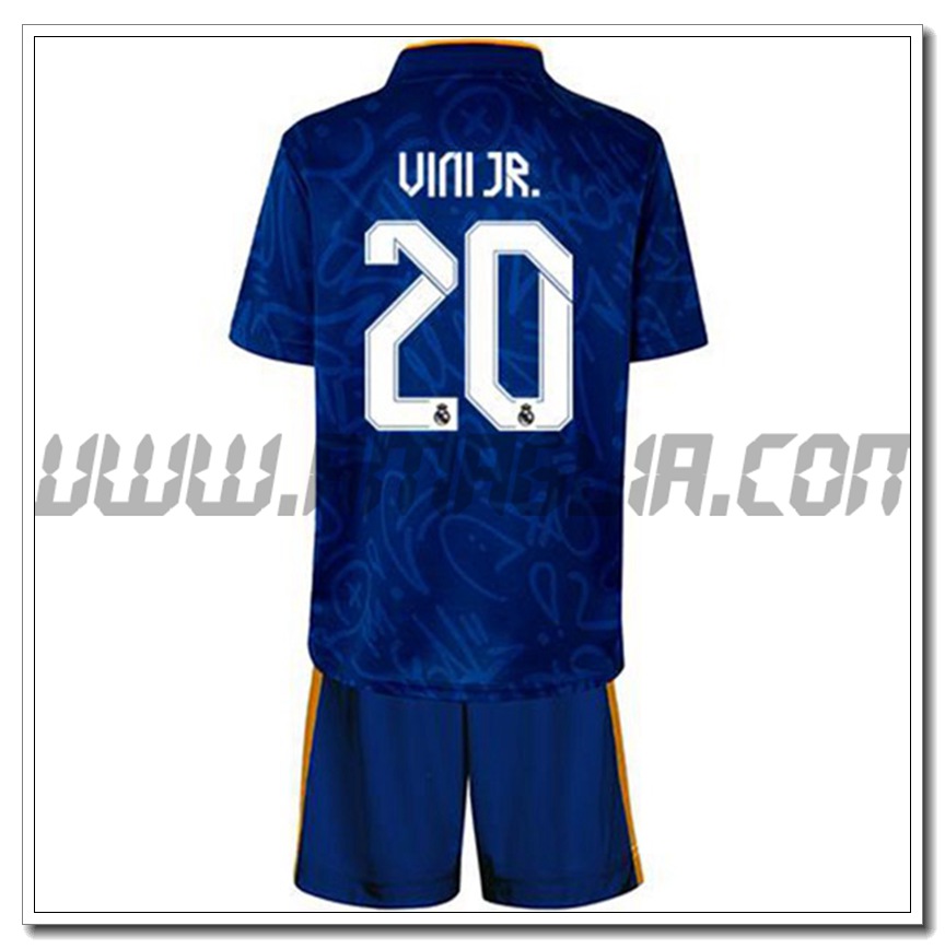 Kit Maglia Vini Jr 20 Real Madrid Bambino Seconda 2021 2022