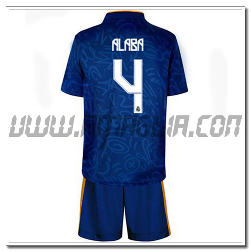 Kit Maglia Alaba 4 Real Madrid Bambino Seconda 2021 2022