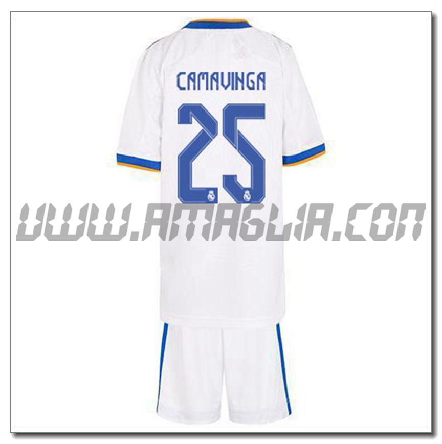 Kit Maglia Camavinga 25 Real Madrid Bambino Prima 2021 2022