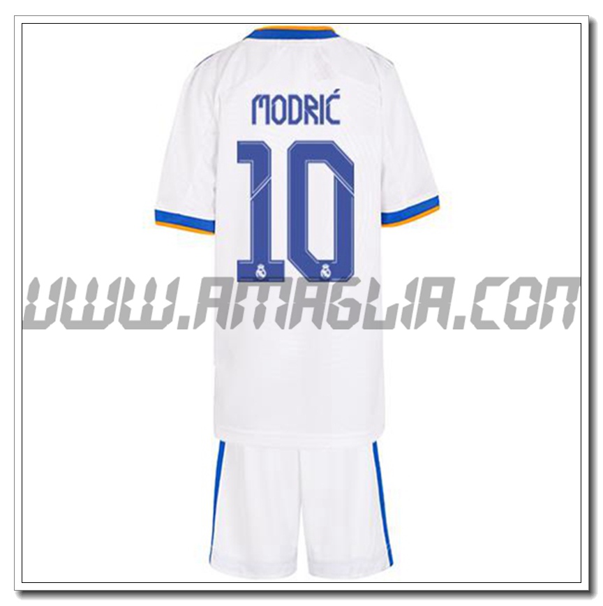 Kit Maglia Modric 10 Real Madrid Bambino Prima 2021 2022