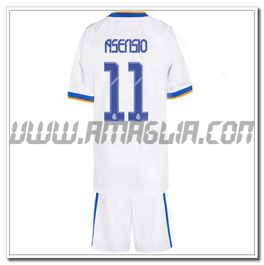 Kit Maglia Asensio 11 Real Madrid Bambino Prima 2021 2022