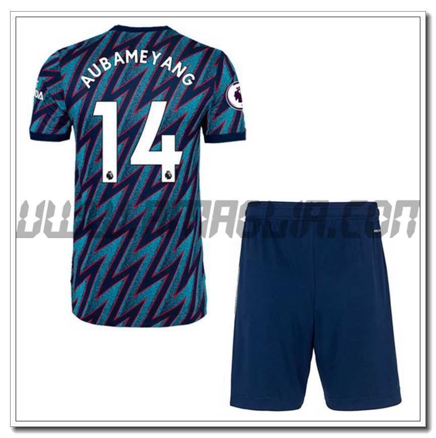 Kit Maglia Pierre-Emerick Aubameyang 14 FC Arsenal Bambino Terza 2021 2022