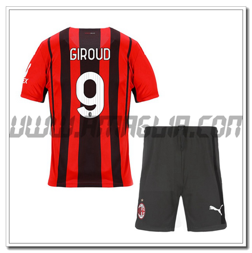 Kit Maglia GIROUD 9 AC Milan Bambino Prima 2021 2022