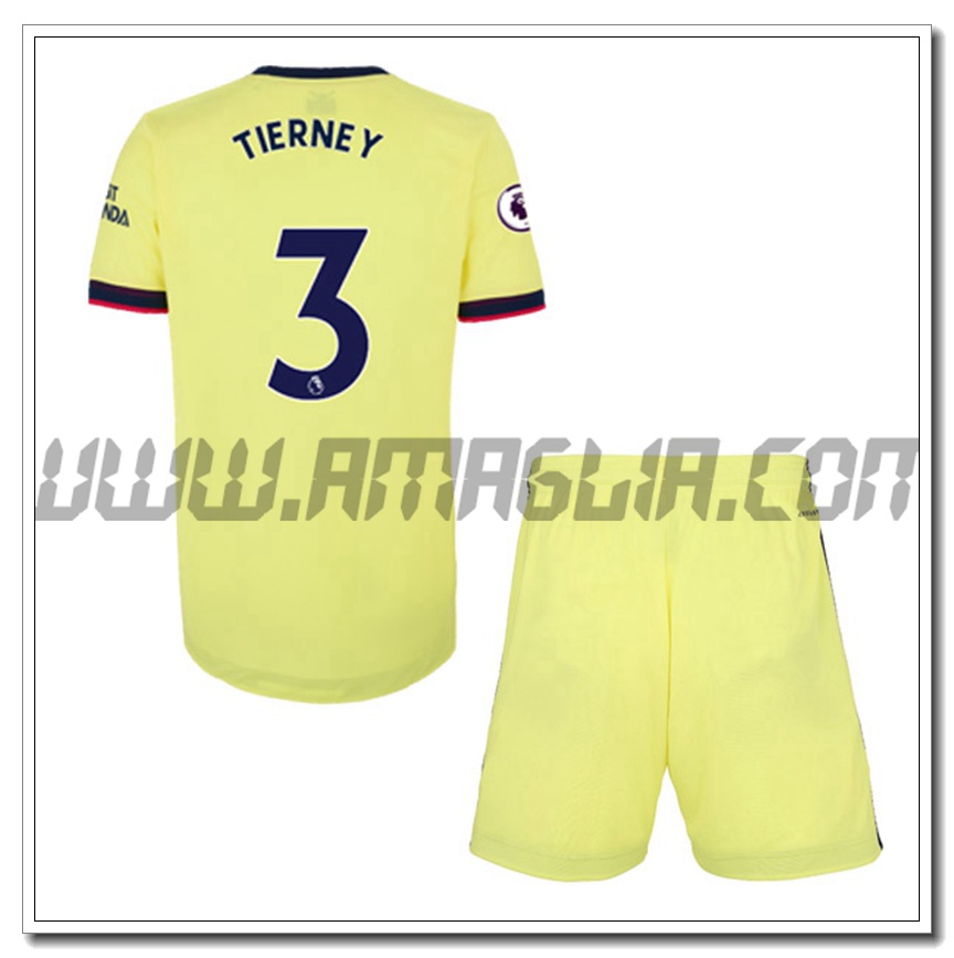 Kit Maglia Kieran Tierney 3 FC Arsenal Bambino Seconda 2021 2022
