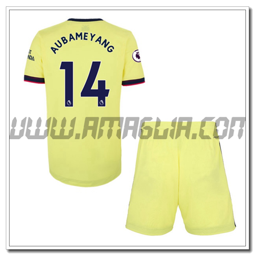 Kit Maglia Pierre-Emerick Aubameyang 14 FC Arsenal Bambino Seconda 2021 2022