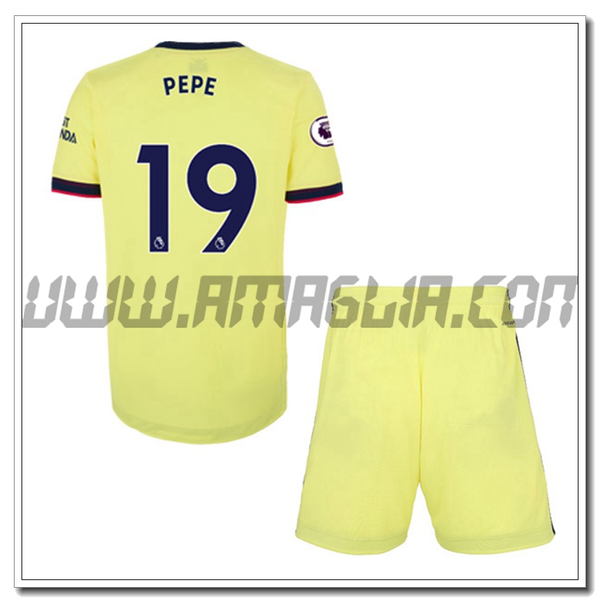 Kit Maglia Nicolas Pepe 19 FC Arsenal Bambino Seconda 2021 2022