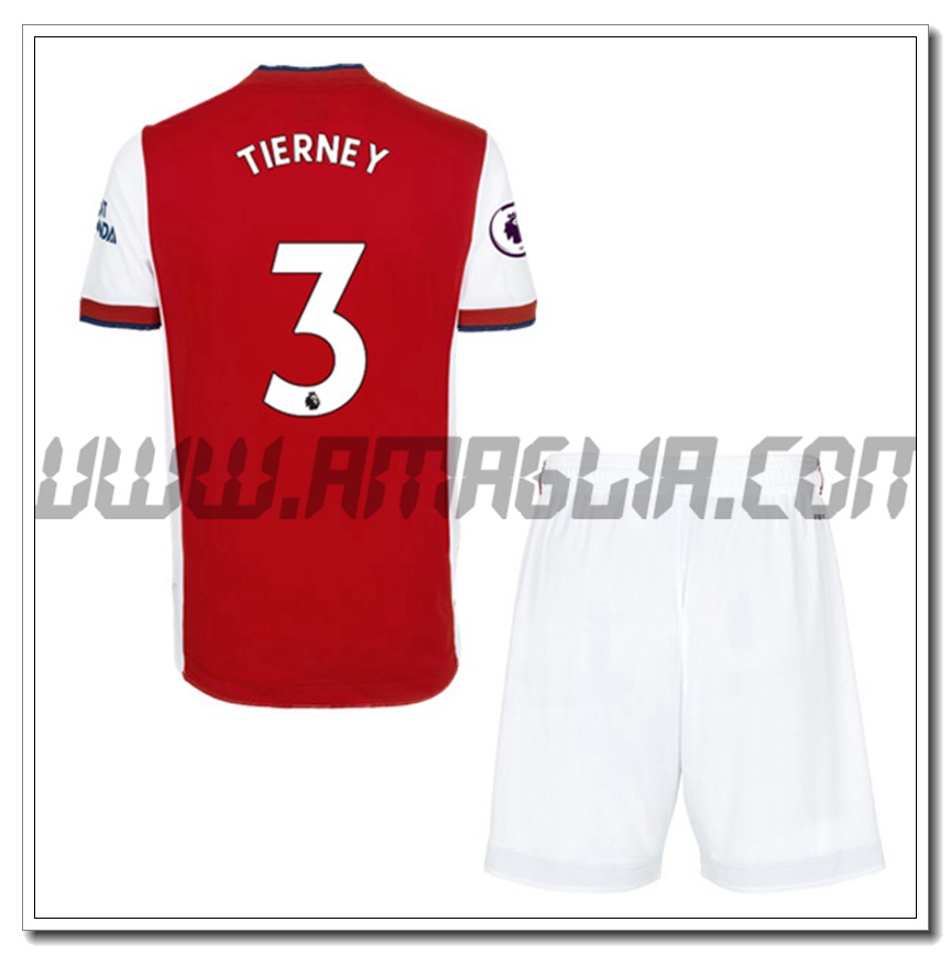 Kit Maglia Kieran Tierney 3 FC Arsenal Bambino Prima 2021 2022