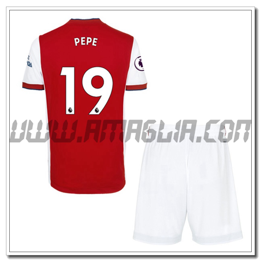 Kit Maglia Nicolas Pepe 19 FC Arsenal Bambino Prima 2021 2022