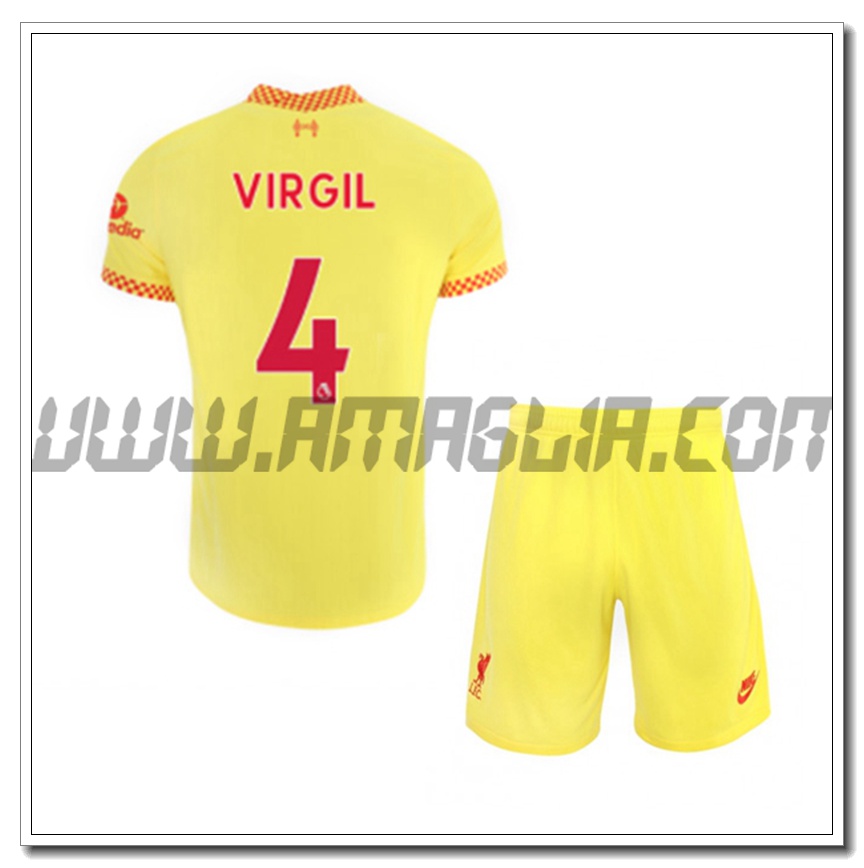 Kit Maglia Virgil 4 FC Liverpool Bambino Terza 2021 2022