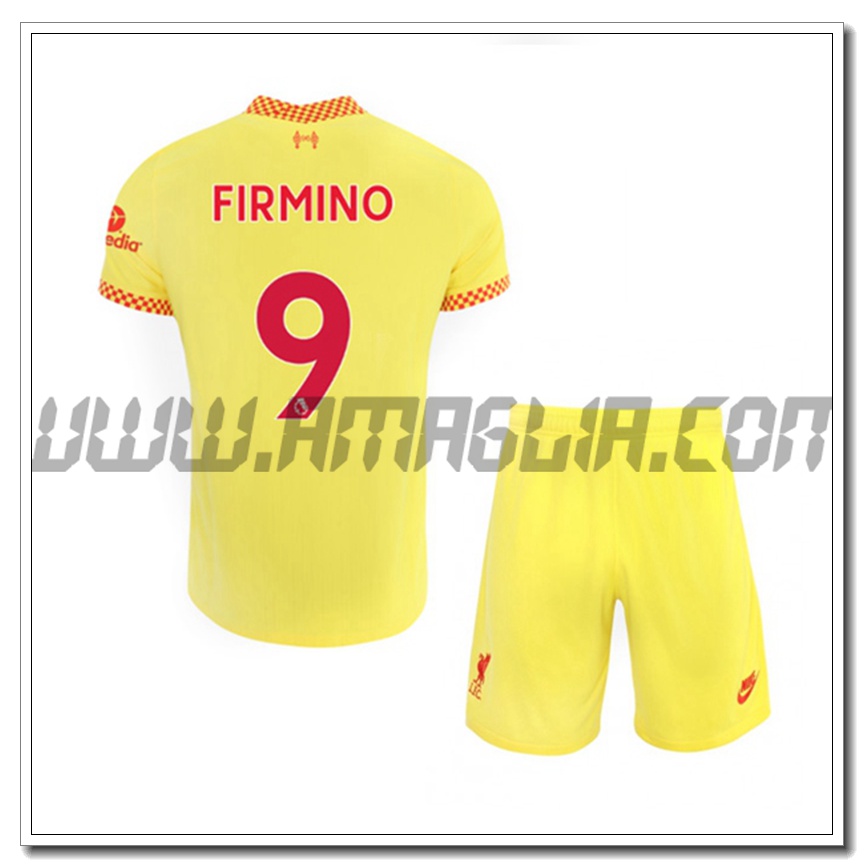 Kit Maglia Roberto Firmino 9 FC Liverpool Bambino Terza 2021 2022