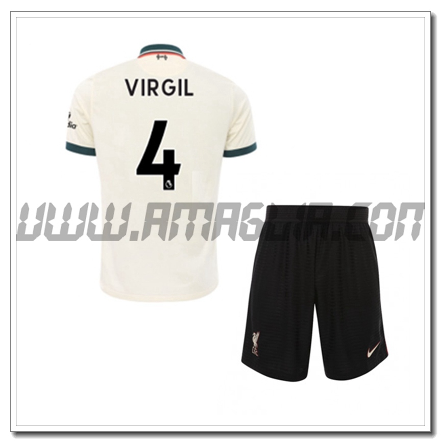 Kit Maglia Virgil 4 FC Liverpool Bambino Seconda 2021 2022